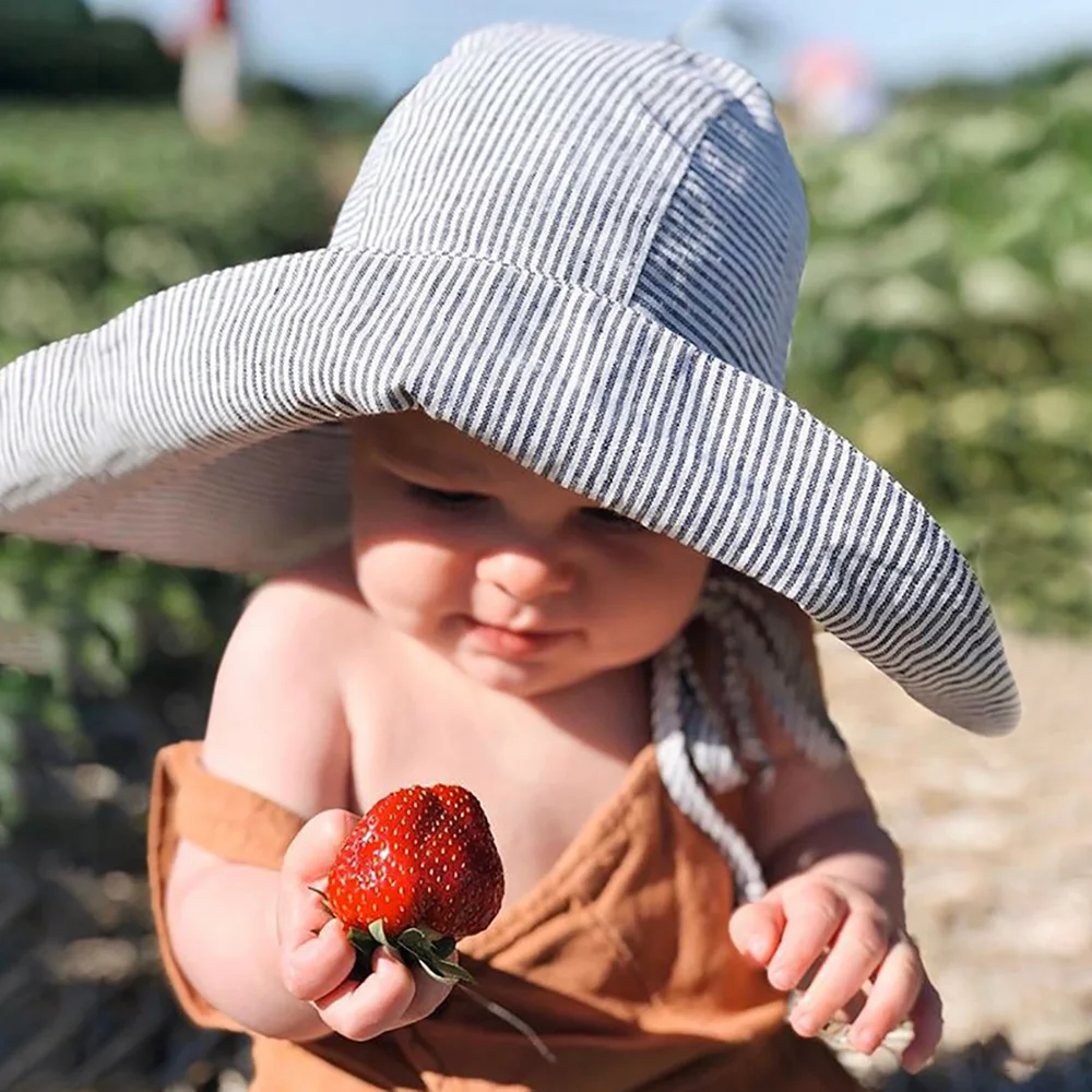 Летняя новая детская шляпа-козырек, детская уличная шляпа с широкими полями, хлопковая льняная дышащая солнцезащитная шляпа