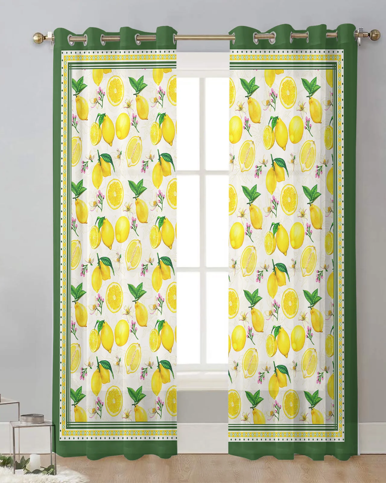 Лимонный Идиллический плед, Фруктовые Роскошные тюлевые шторы для гостиной, прозрачные шторы для кухни, шторы из вуали для современной спальни