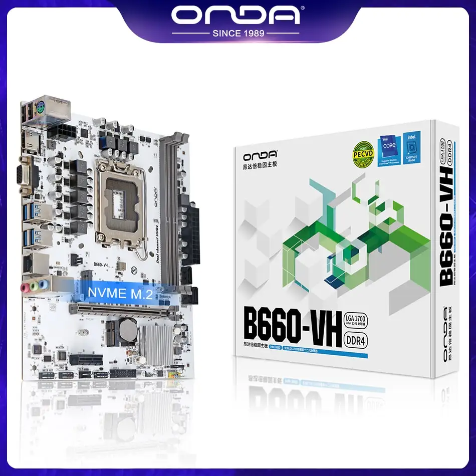 Материнская плата ONDA B660 VH Intel LGA1700 DDR4 Memory M-ATX Gaming PCIe 4.0 x16 USB 3.2 С поддержкой i5-12400F 12/13-го процессора CPU
