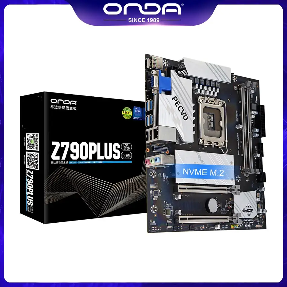 Материнская плата ONDA Z790 PLUS WIFI 6 GAMING DDR4 3600 + (OC) МГц Inte Z790 PCIe 4,0 64 ГБ Разъем LGA1700 для ядер 13-го и 12-го поколений