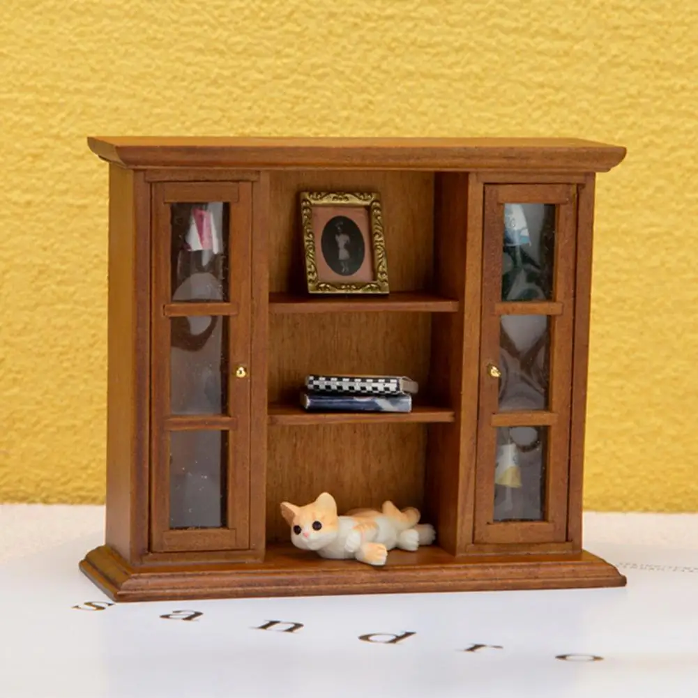 Мини-мебель 1:12 Прочный шкаф для кукольного домика тонкой работы Деревянный кукольный домик Миниатюрная мебель Аксессуары для кукольного домика
