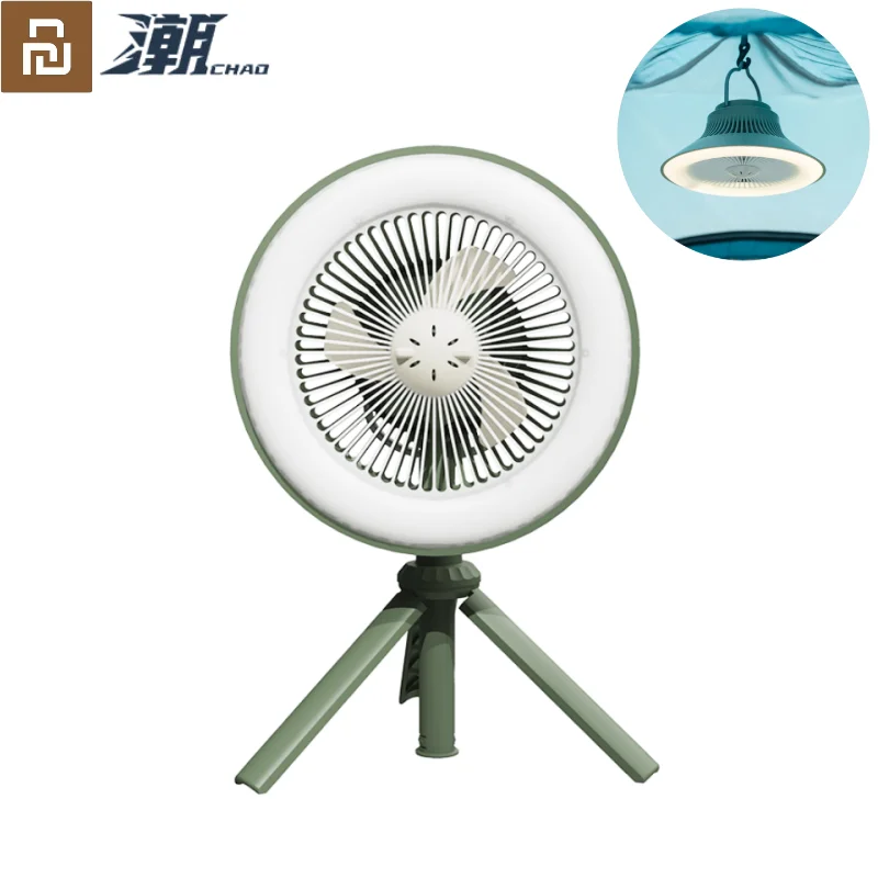 Многофункциональный вентилятор для кемпинга Youpin Chao, регулируемый вертикальный вентилятор с 3 передачами, 2400 мАч USB-перезаряжаемый круглый подвесной светильник