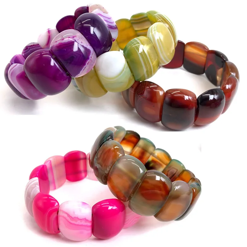 многоцветный браслет из бусин ботсванского агата, браслет из натурального камня, ювелирный браслет из драгоценных камней для женщин в подарок оптом