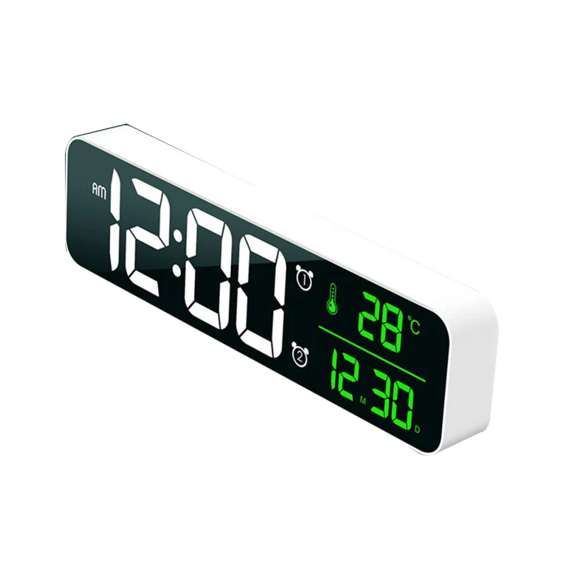 Модный цифровой дисплей для гостиной, светодиодный Цифровой Вечный календарь, часы, Светящийся бесшумный Электронный будильник, белый