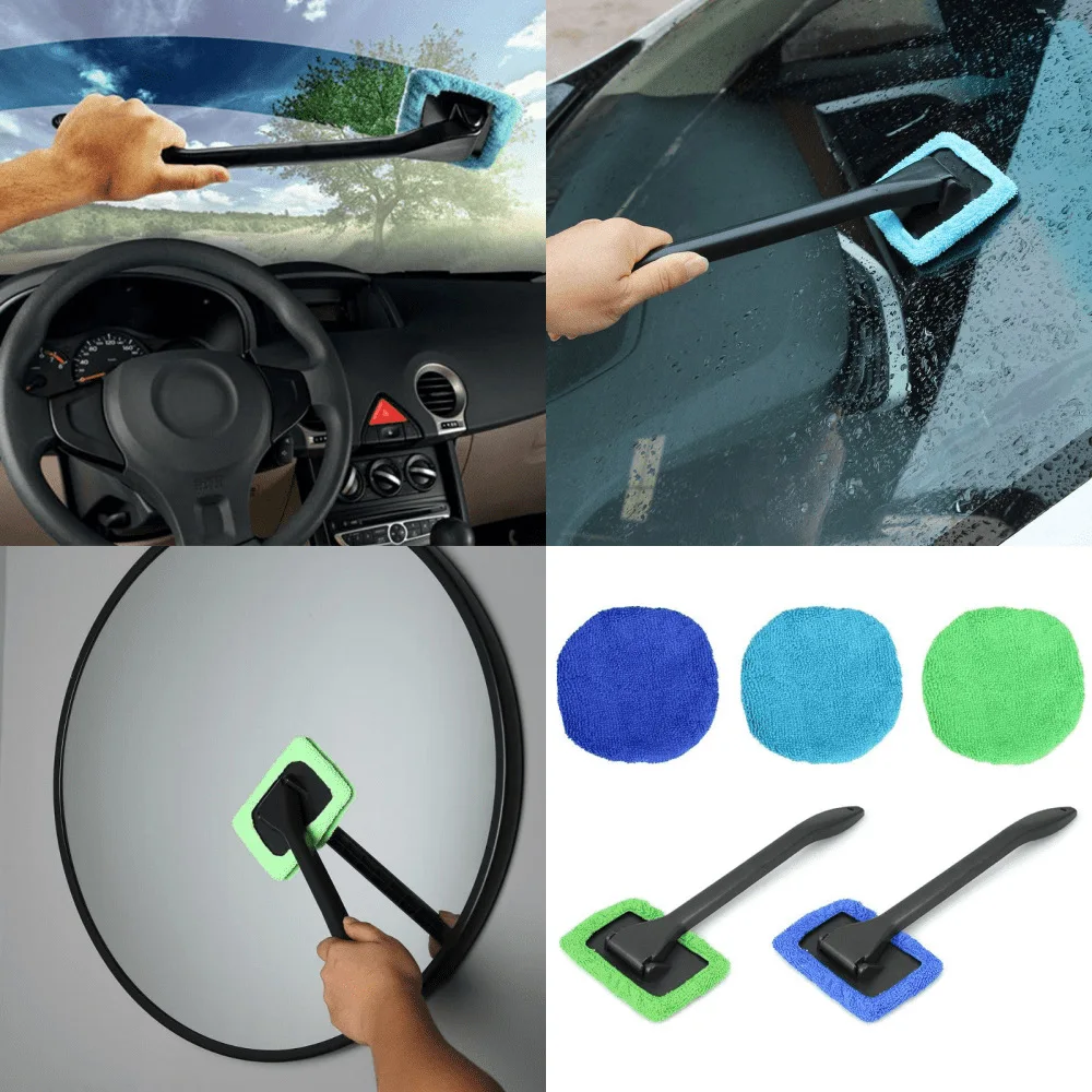 Набор щеток для мытья окон автомобиля, стеклоочиститель, стеклоочиститель из мягкой микрофибры с длинной ручкой, щетка для чистки, самоочищающийся инструмент для мытья