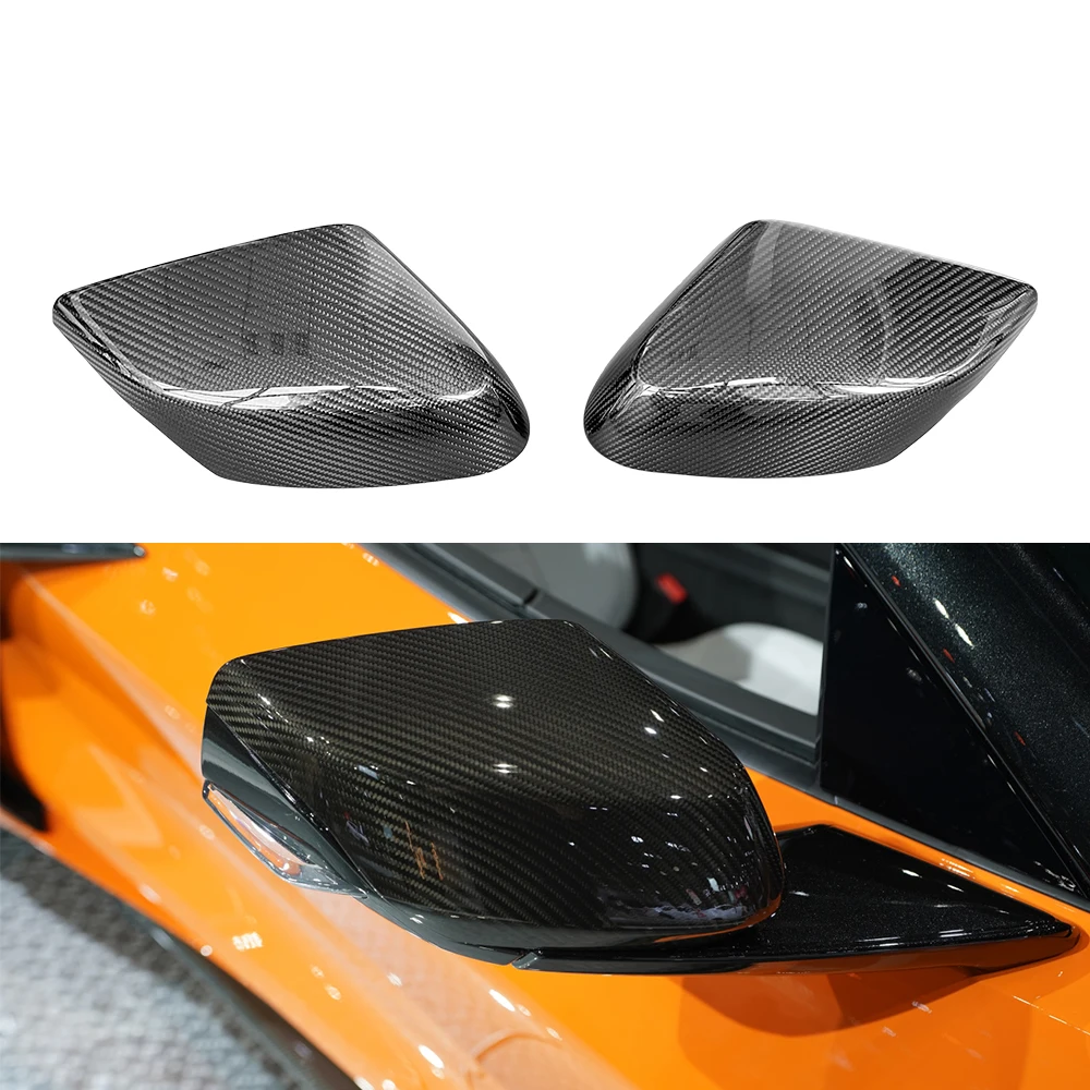 Наклейка для отделки крышки бокового зеркала заднего вида из настоящего углеродного волокна для Chevrolet Corvette C8 2020-2021