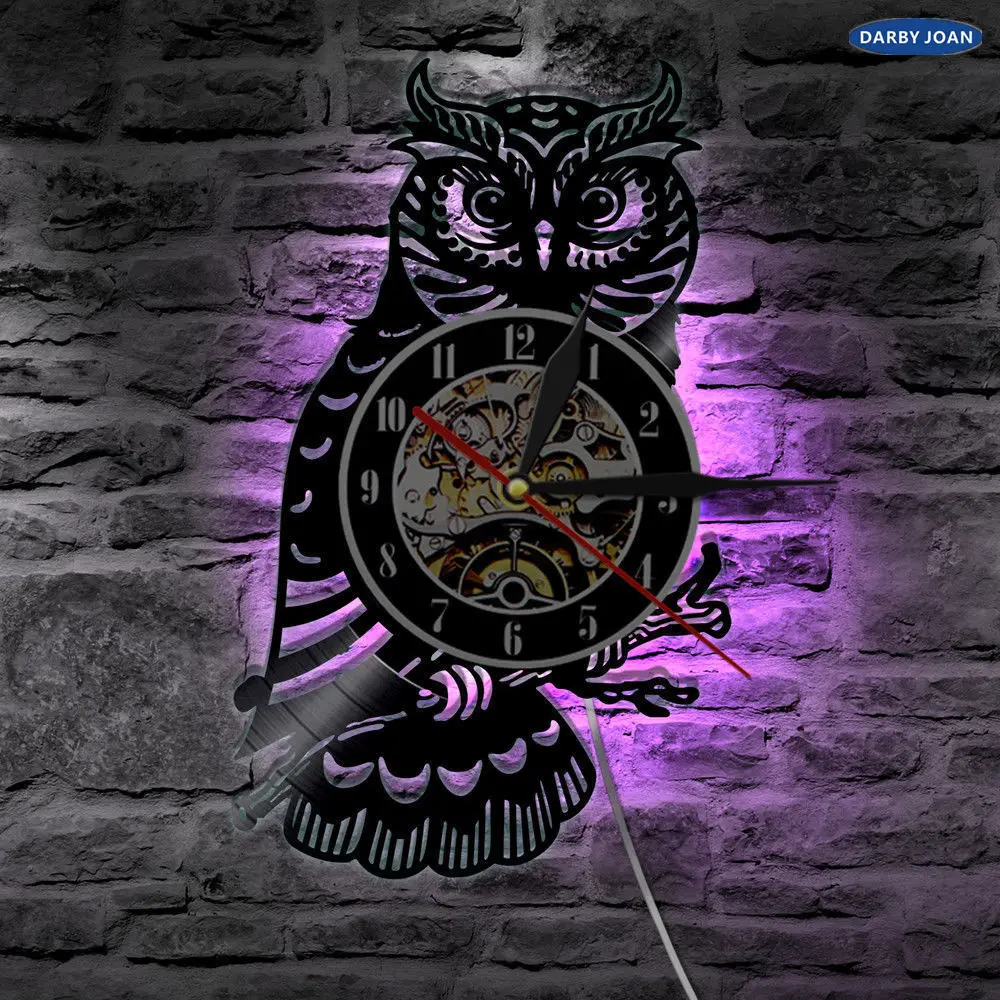 Настенные виниловые часы Night Owl Retro LED LP, меняющие цвет, ночная лампа