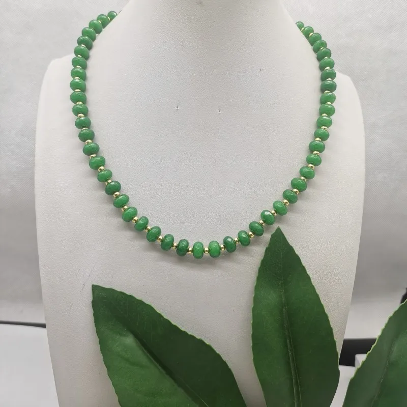 Нежное ожерелье из зеленых граненых нефритовых бусин Abacus размером 5x8 мм, 18-дюймовые женские модные красивые украшения