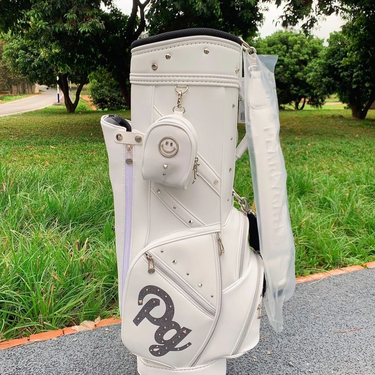Новая сумка для гольфа PG Smiley С заклепками, декоративная сумка-тележка, шкив, Портативная, Многофункциональная, мужская и женская