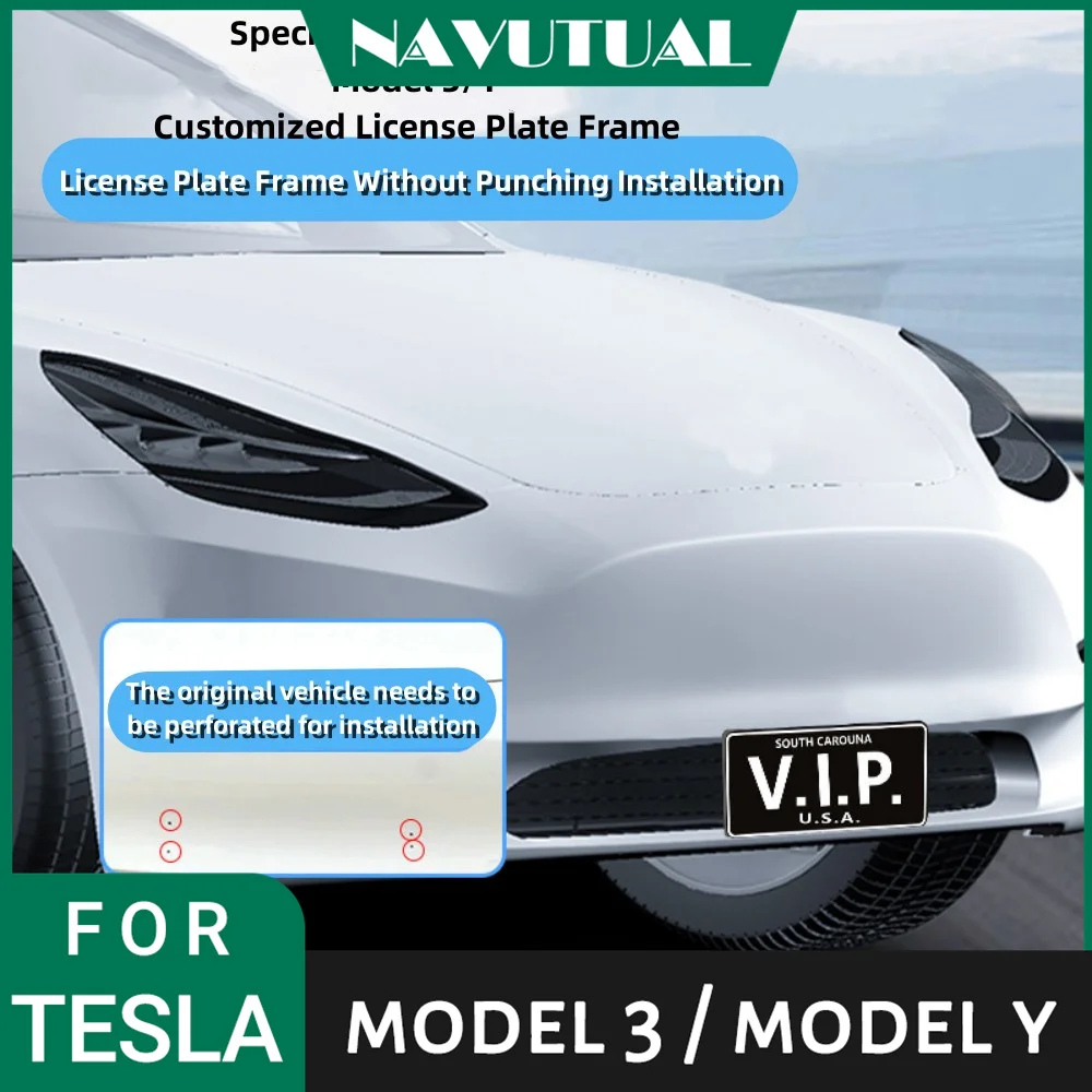 Новая энергетическая лицензия для Tesla Model 3 / Y, Боковая рама, Модификация передней части автомобиля, Аксессуары для артефактов, Американский стандарт