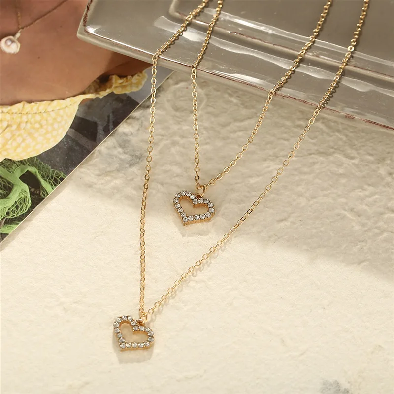 Новое модное многослойное ожерелье с бабочкой в виде сердца для женщин, модное ожерелье-ошейник с геометрической цепочкой золотого, серебряного цвета, ювелирный подарок