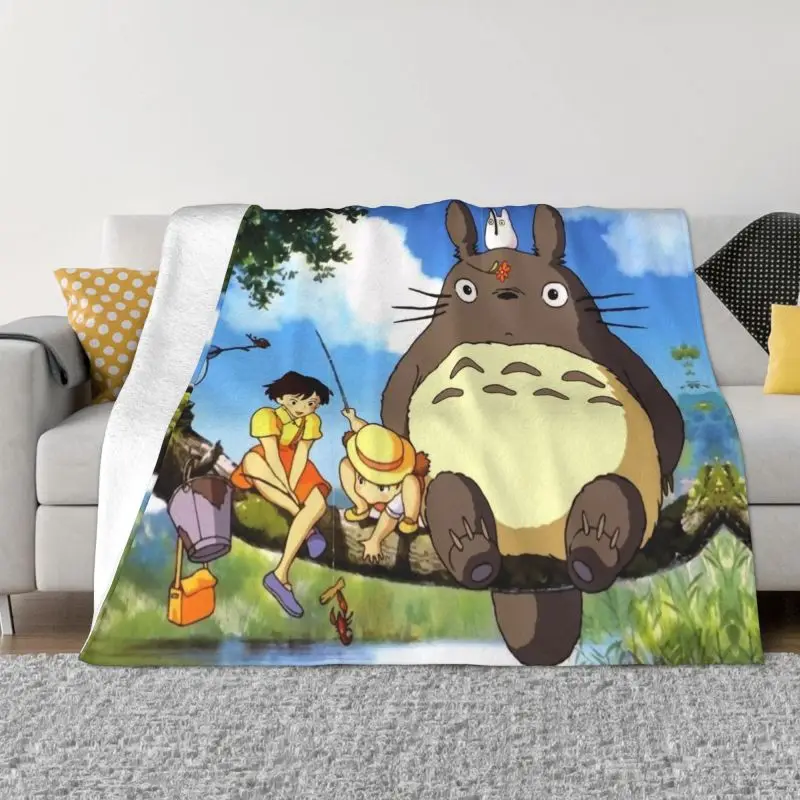 Одеяло Candy Soot Sprites из мягкого флиса и теплой фланели в стиле аниме Totoro Studio Ghibli для дивана и уличных постельных принадлежностей
