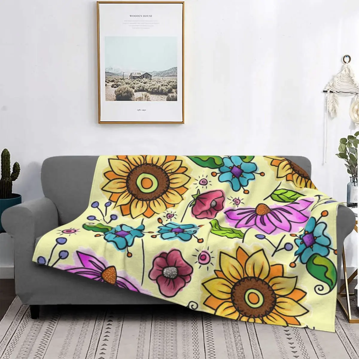 Одеяло Sunflowery Days, Флисовое зимнее растение Маргаритка, Многофункциональные ультрамягкие пледы для постельного белья, уличное одеяло