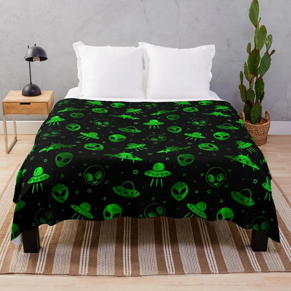Одеяло с рисунком инопланетян и НЛО, покрывало для дивана, утяжеленное одеяло
