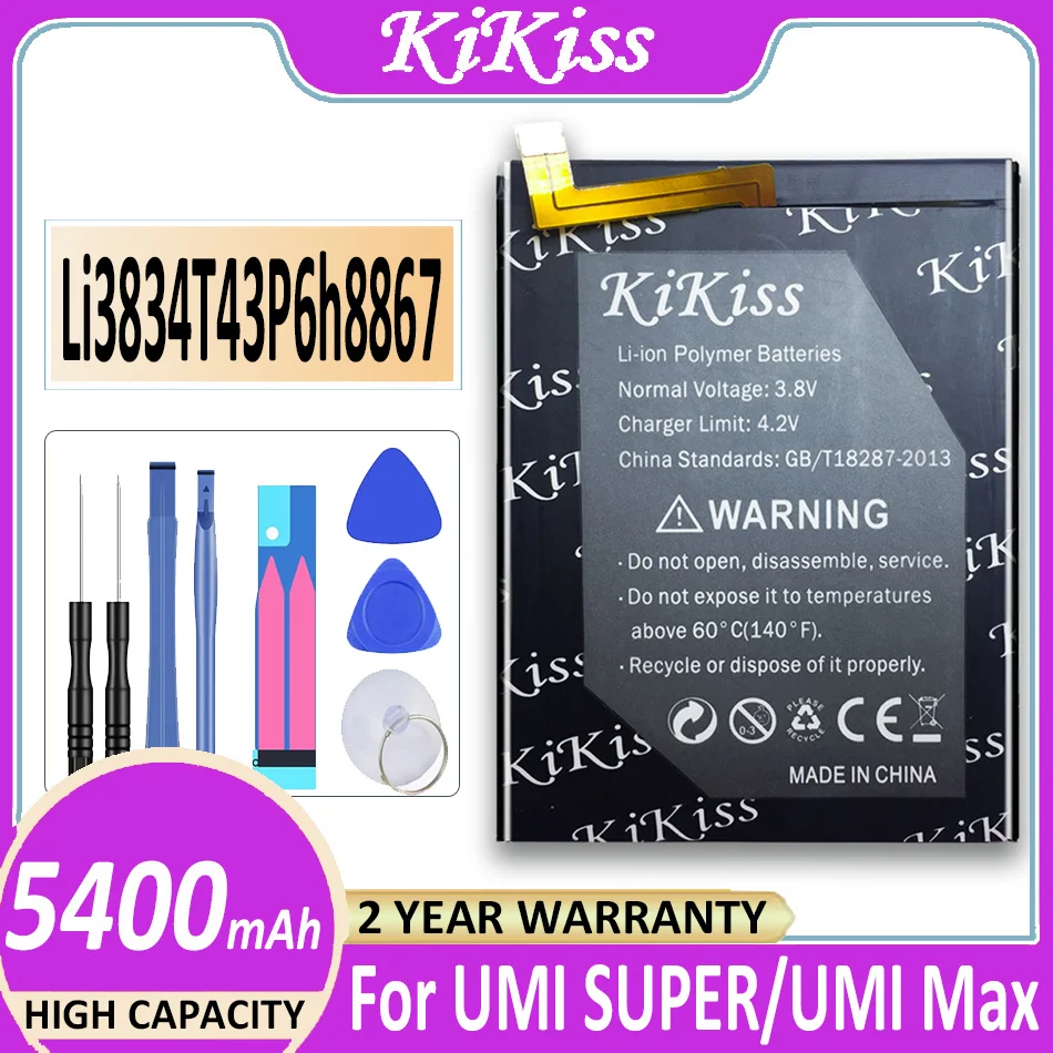 Оригинальный Аккумулятор KiKiss 5400 мАч Для Аккумуляторов Мобильных Телефонов UMI Super/Max Li3834T43P6H8867 + Трек-код