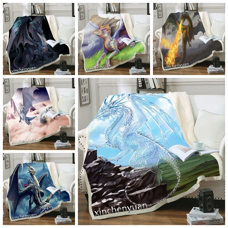 Плюшевое флисовое одеяло с 3D-печатью phechion Dragon Art, модные одеяла для взрослых, Домашний офис, повседневные одеяла для детей и девочек, Шерп-одеяло B12