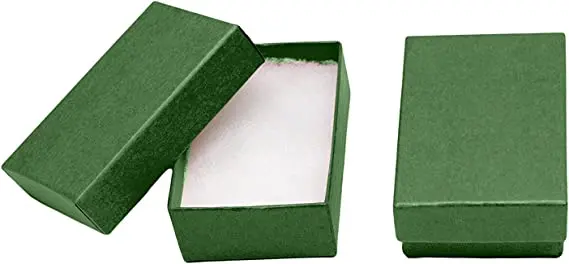 Подарочная коробка для ювелирных изделий из зеленого крафта со съемным ватным диском 2,5X1,8X1 (упаковка из 25 штук)