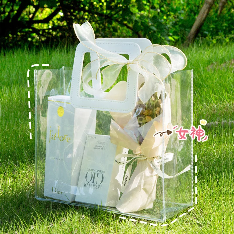 Подарочная сумка из ПВХ, Прозрачная Сумочка, Настроенная лазером На День рождения, Высококачественная Упаковка косметики для детского сада