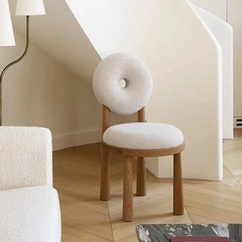 Простые обеденные стулья в скандинавском стиле, креативный комод Douut, Удобный стул из овечьей шерсти со спинкой, многоцелевая ретро-мебель