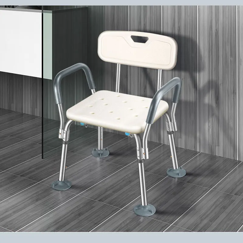 Противоскользящий стул для ванной комнаты для пожилых людей 6 Передач Регулируемая высота Стул для душа Табурет для унитаза со спинкой для ванны Стул для дома