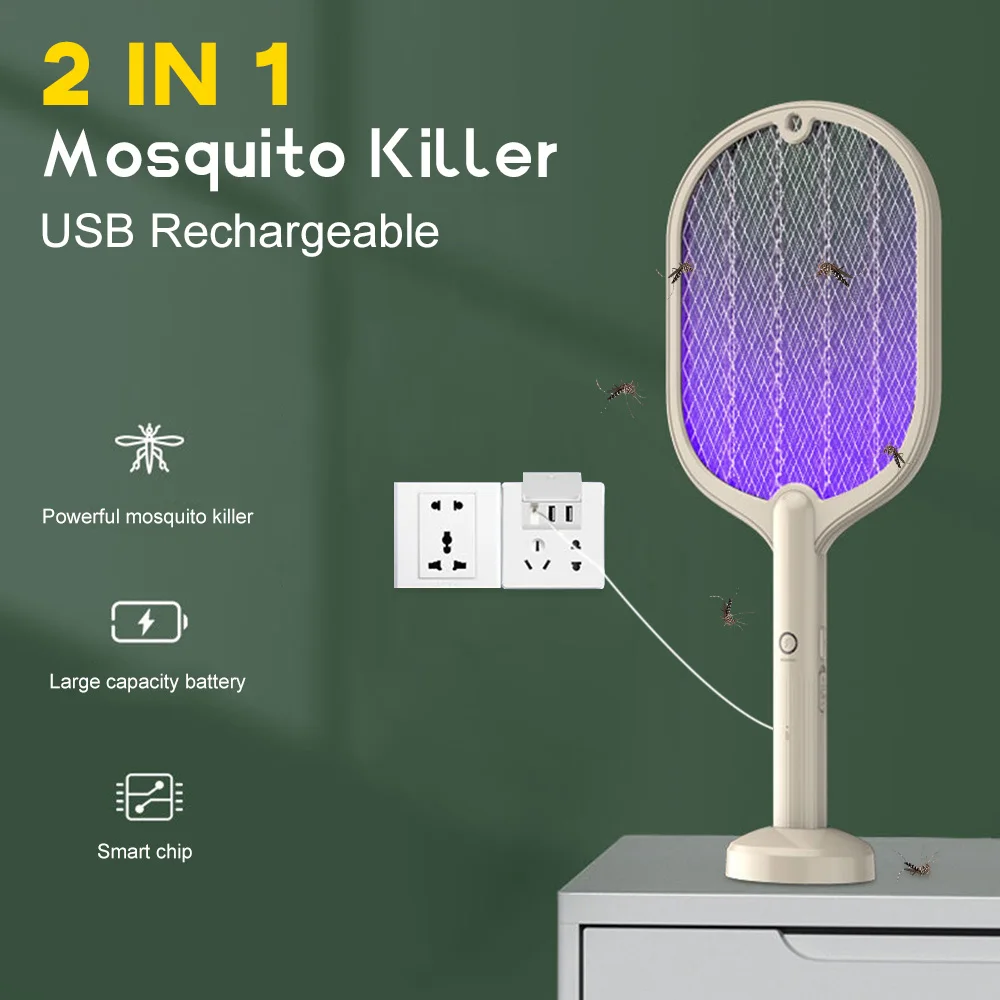 Ракетка от комаров, USB-аккумуляторная Мухобойка с фиолетовой лампой, ловушка для соблазнения, инструменты для защиты сна ребенка в летнюю ночь.