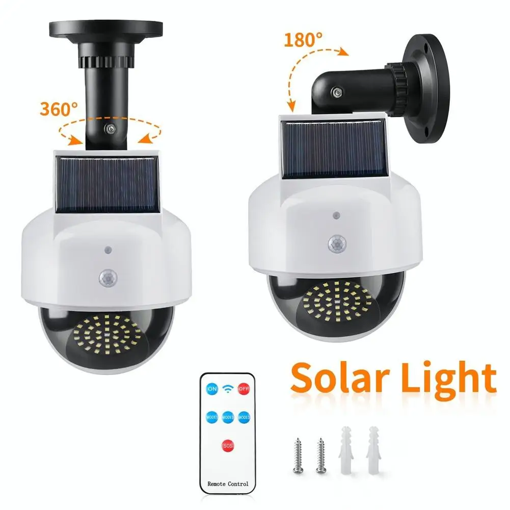 Светодиодный Солнечный свет, датчик движения, Поддельная камера безопасности, Лампа с солнечной панелью для двора на Уолл-стрит