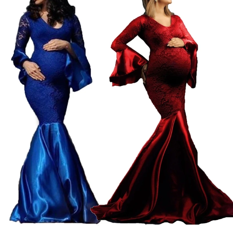 Сексуальное кружевное платье для беременных Костюм для фотосъемки беременных Женщин Вечернее платье Макси для вечеринки в душе при беременности Платье для фотосъемки