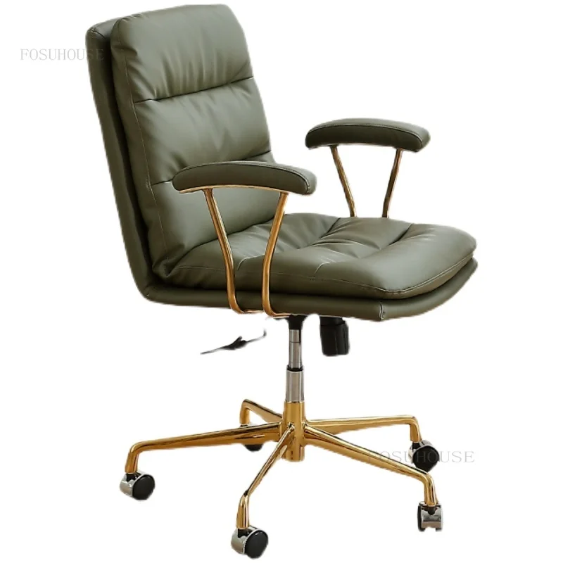 Скандинавская мебель Офисные стулья для спальни, Легкое роскошное домашнее компьютерное кресло с подъемной вращающейся удобной спинкой, кресло