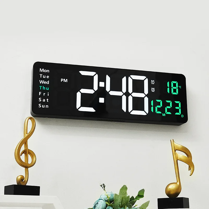 Скандинавские Светодиодные Настенные Часы Настенные Цифровые Часы для Гостиной Домашние Часы С Большим Экраном Пульт Дистанционного Управления Температура Дата Настольные Часы