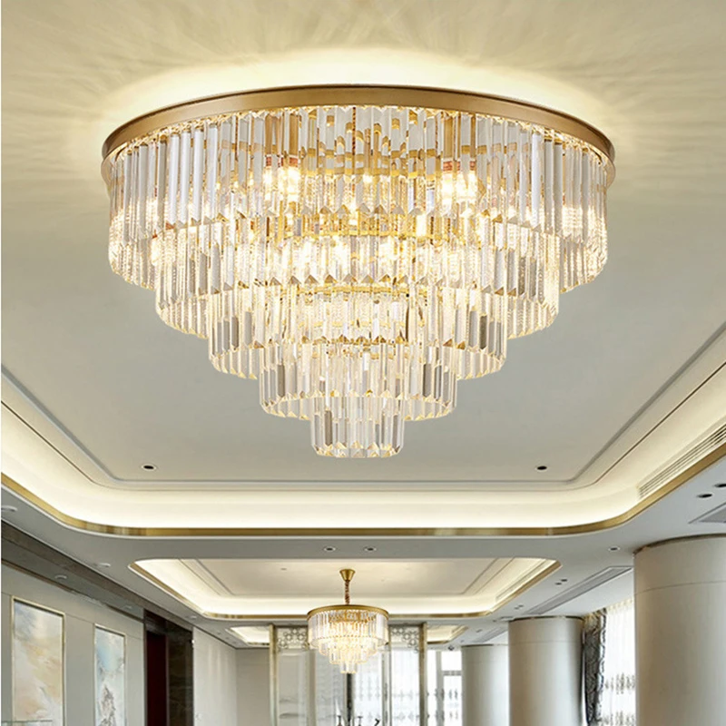 Современная роскошная многослойная хрустальная потолочная люстра для гостиной, спальни, светодиодное внутреннее освещение для дома