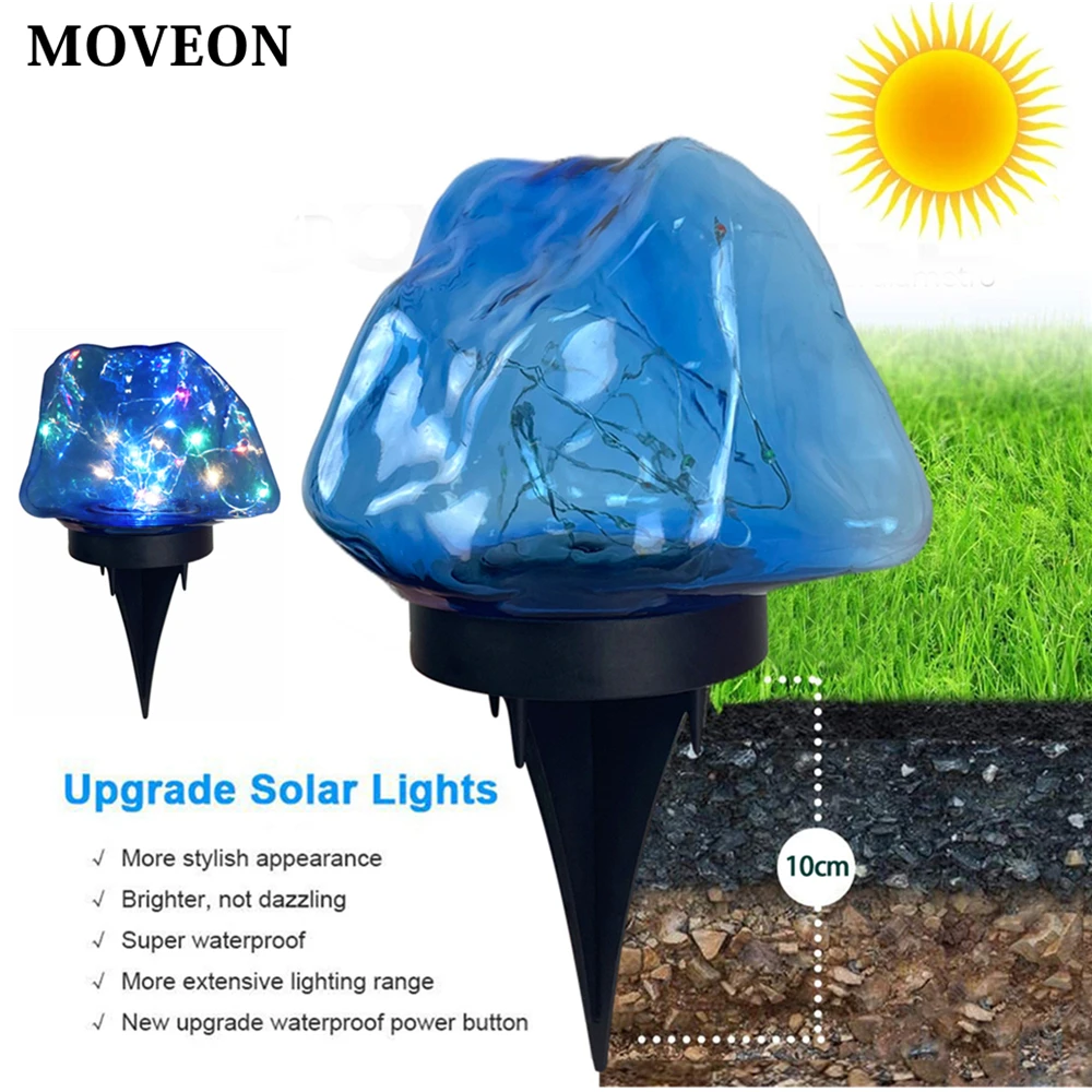 Солнечный уличный каменный светильник для газона с гирляндами, Солнечные встроенные светильники для ландшафтной дорожки, ступеней для газона, палубы, сада