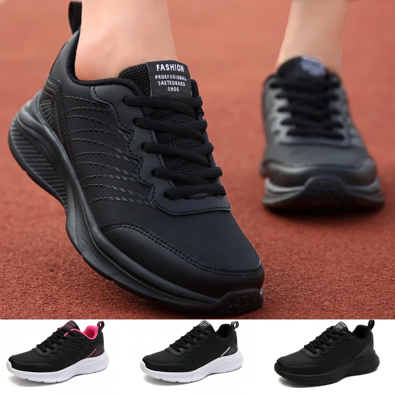 Спортивная обувь для женщин, кроссовки, черные кроссовки, спортивные массивные кроссовки из искусственной кожи, кроссовки, спортивная обувь для женщин
