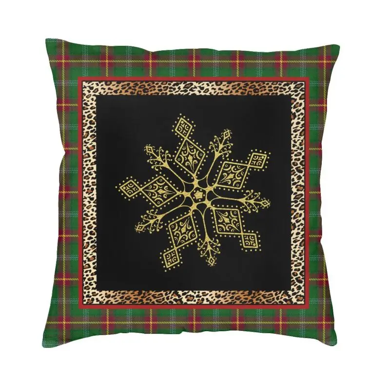 Счастливого Рождества, роскошная наволочка в виде деревенской снежинки, украшение гостиной, Рождественский Снежно-золотой клетчатый чехол для дивана