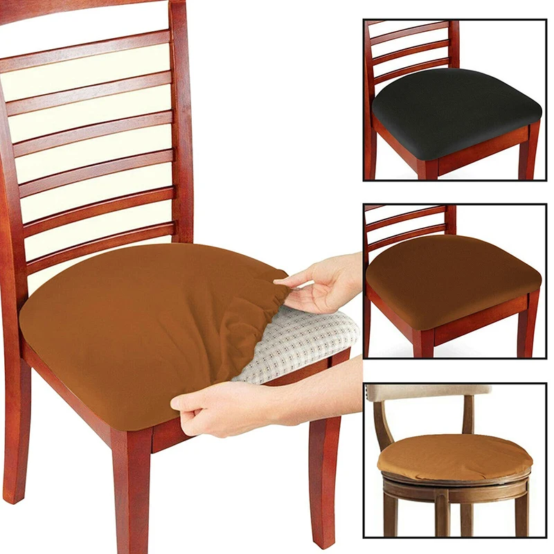 Съемный чехол для обеденного стула, Эластичный чехол для сиденья обеденного стула, Эластичная подушка, чехол для кухонных стульев, защитный чехол