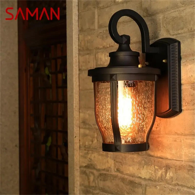 Уличные настенные бра SAMAN в стиле ретро, классическая светодиодная лампа в стиле лофт, водонепроницаемая IP65, декоративная для дома, виллы на крыльце