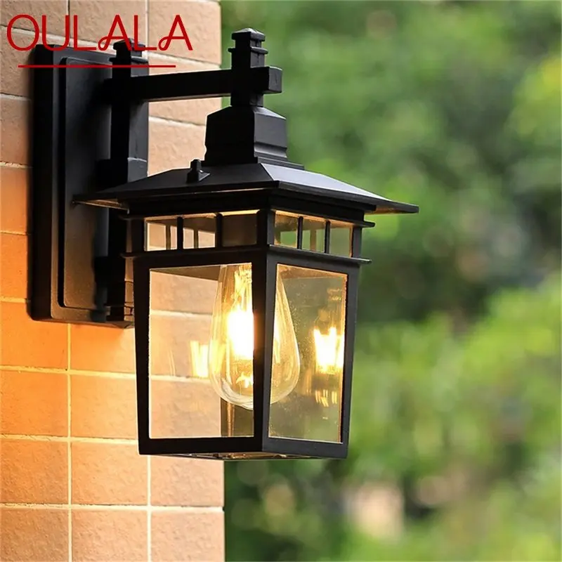Уличный настенный светильник OULALA LED Классические ретро черные бра Водонепроницаемые декоративные для домашнего прохода