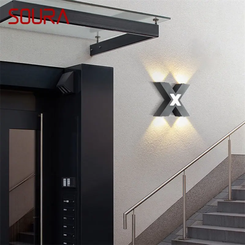 Уличный настенный светильник SOURA, современные светодиодные бра, водонепроницаемый абажур IP65 X, декоративный для дома, виллы на крыльце