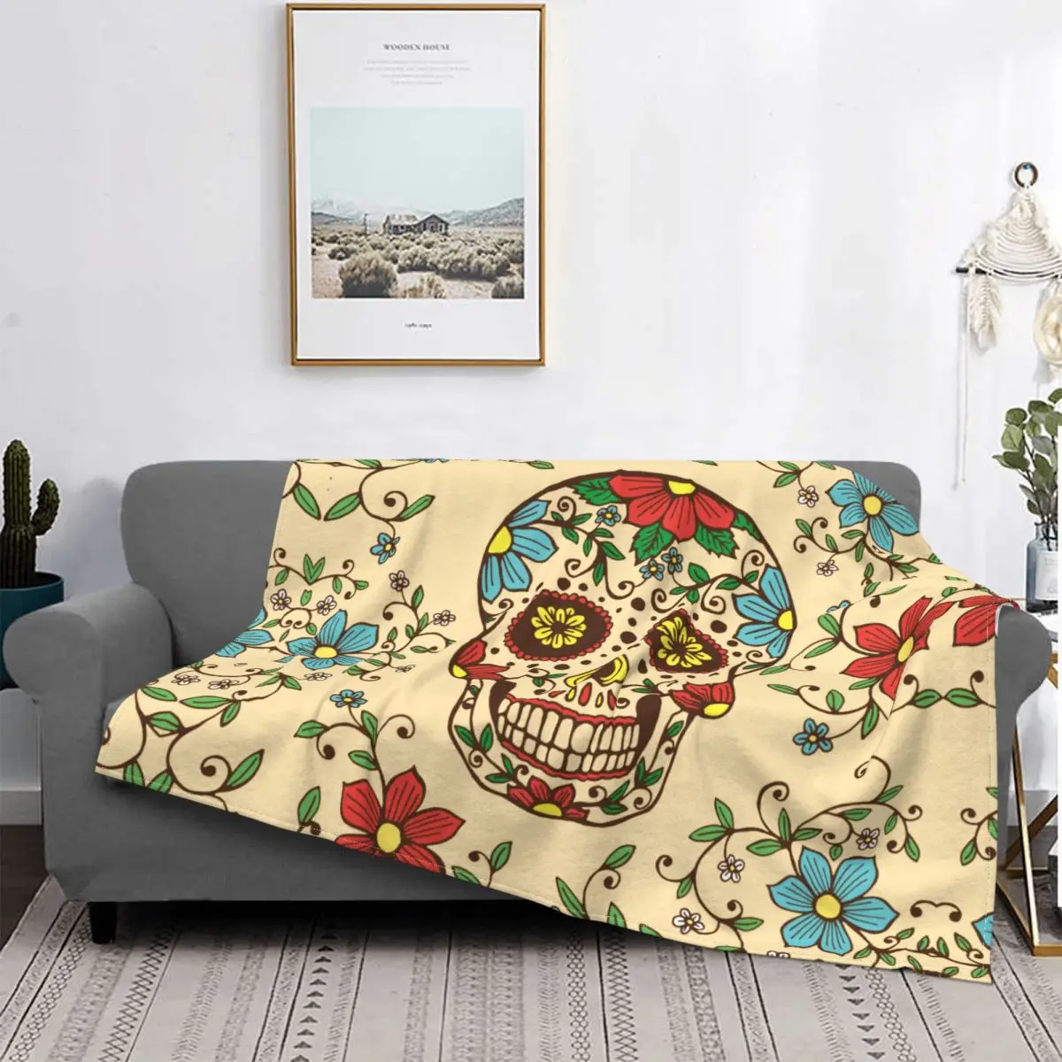 Флисовое одеяло с цветочным рисунком 