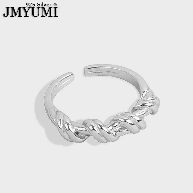 Французское кольцо с косой нитью из стерлингового серебра JMYUMI 925 пробы, женское Простое открывающееся ювелирное украшение, изысканный подарок из бечевки
