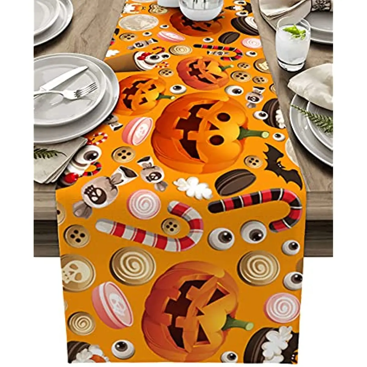 Хэллоуин Тыква, Летучая мышь, Льняные скатерти, декор кухонного стола, Моющиеся скатерти для обеденного стола, украшения для вечеринок