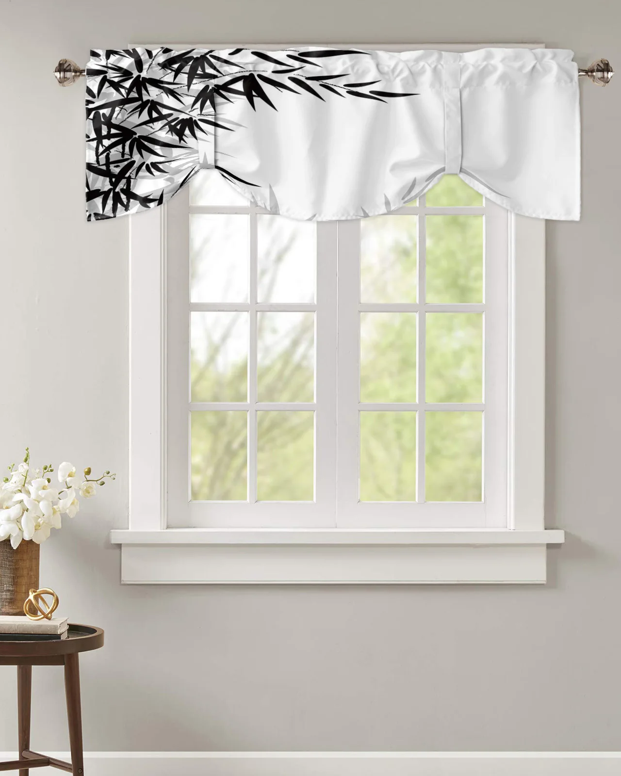 Черно-белая бамбуковая занавеска на окно, кухонный шкаф, кофейный балдахин, карман для карниза, короткая занавеска