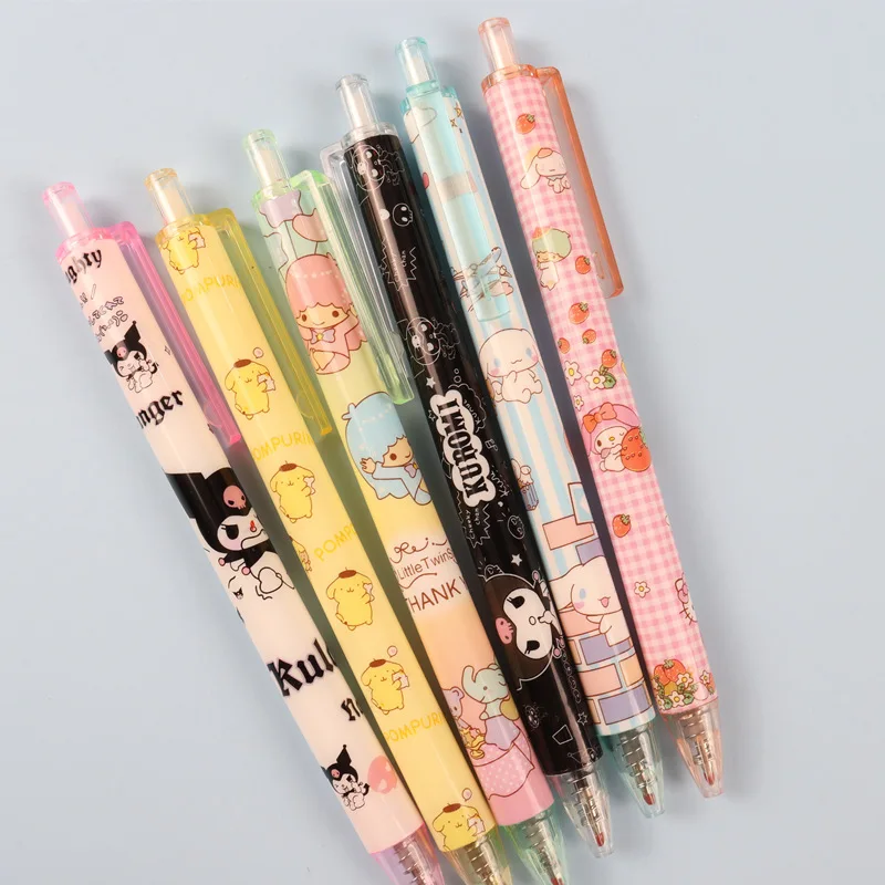 шариковая ручка Sanrio Roller Kawaii Студенческие канцелярские принадлежности Аниме Hello Kitty My Melody 0,5 мм Черного цвета, качественные Милые подарки для детей