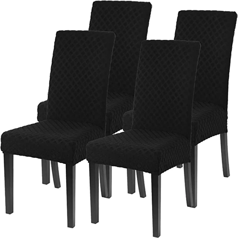 Эластичные чехлы для обеденных стульев, Жаккардовые чехлы для стульев, защитные чехлы для сидений, съемные чехлы для кухонных стульев из спандекса для банкета