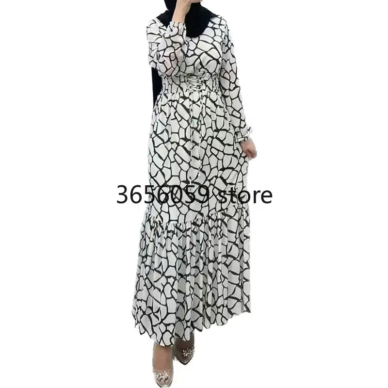 Элегантное мусульманское платье с принтом Ид для женщин Рамадан, арабская Женская одежда Джалабия, Марокканская одежда, исламские Турецкие вечерние платья для вечеринок